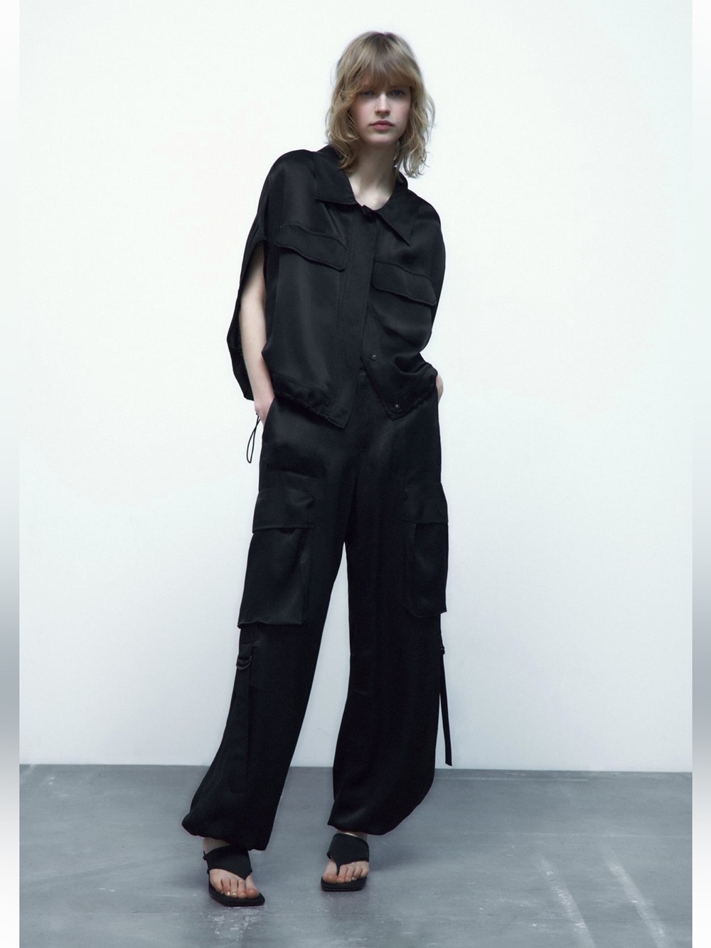 Zara Satin Cargo Top